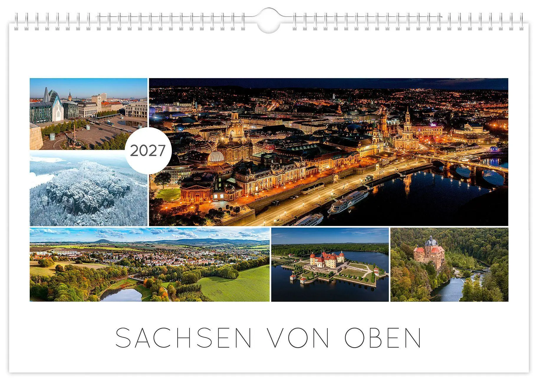 Cover: 9783912303117 | Kalender Sachsen von oben 2027 - Luftaufnahmen | Peter Schubert | 2027
