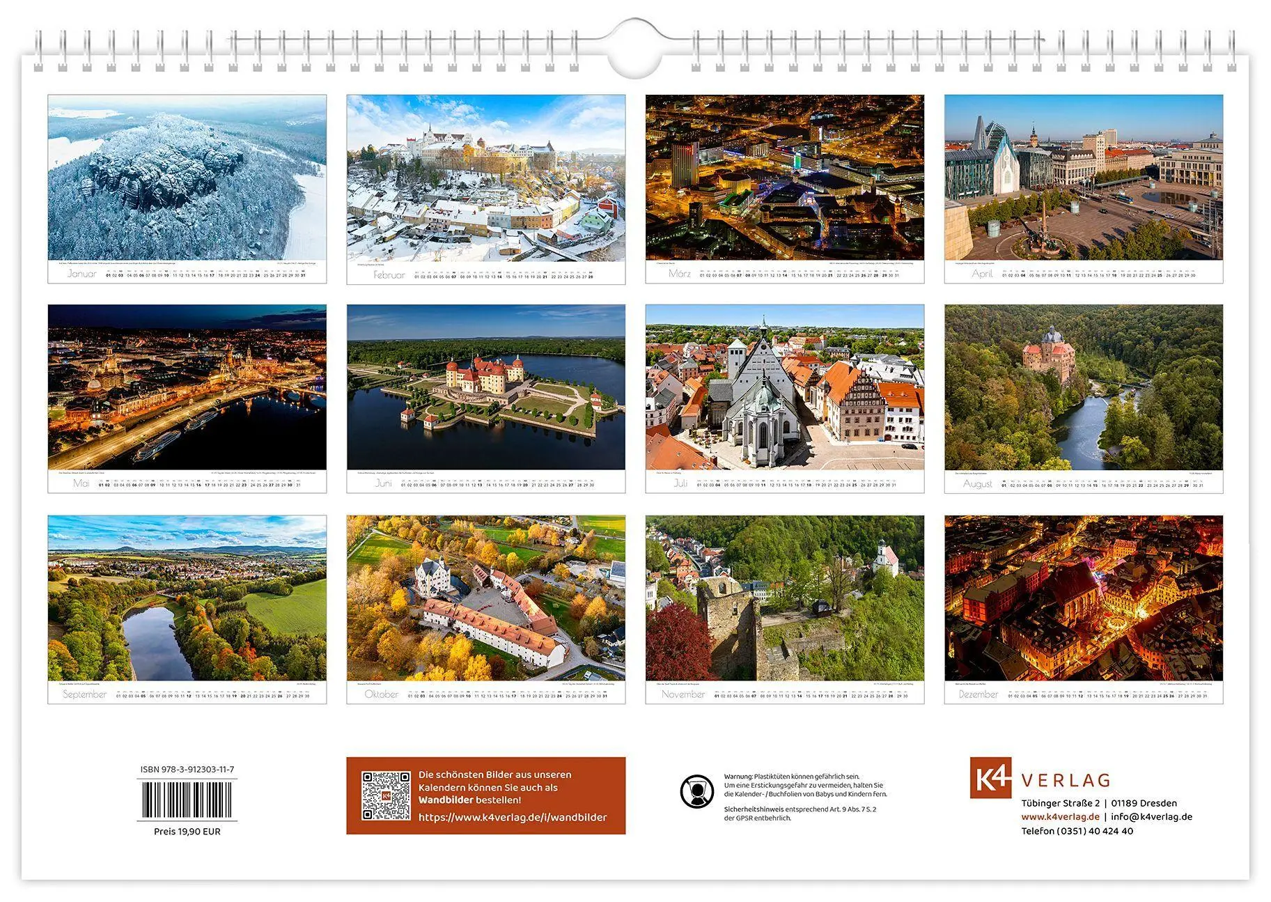 Bild: 9783912303117 | Kalender Sachsen von oben 2027 - Luftaufnahmen | Peter Schubert | 2027