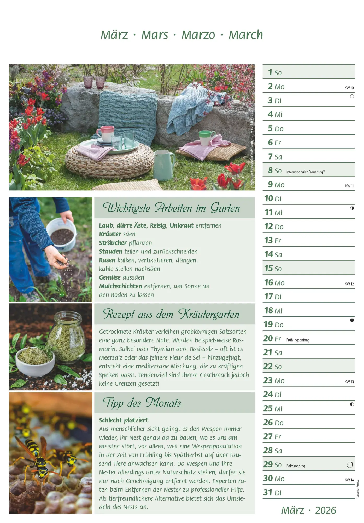 Bild: 4069095003217 | Das Gartenjahr 2026 - Bildkalender 23,7x34 cm - mit saisonalen...
