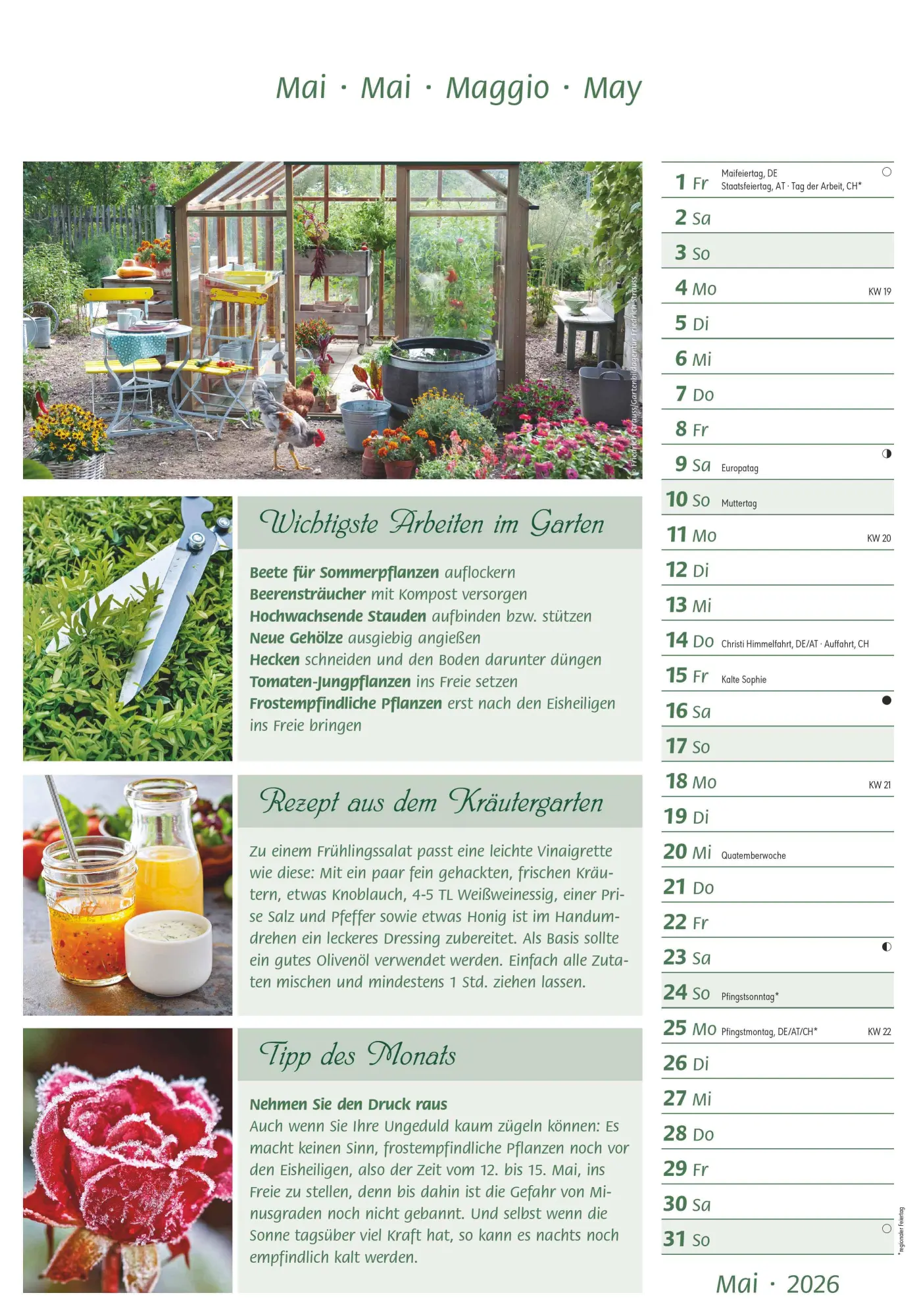Bild: 4069095003217 | Das Gartenjahr 2026 - Bildkalender 23,7x34 cm - mit saisonalen...