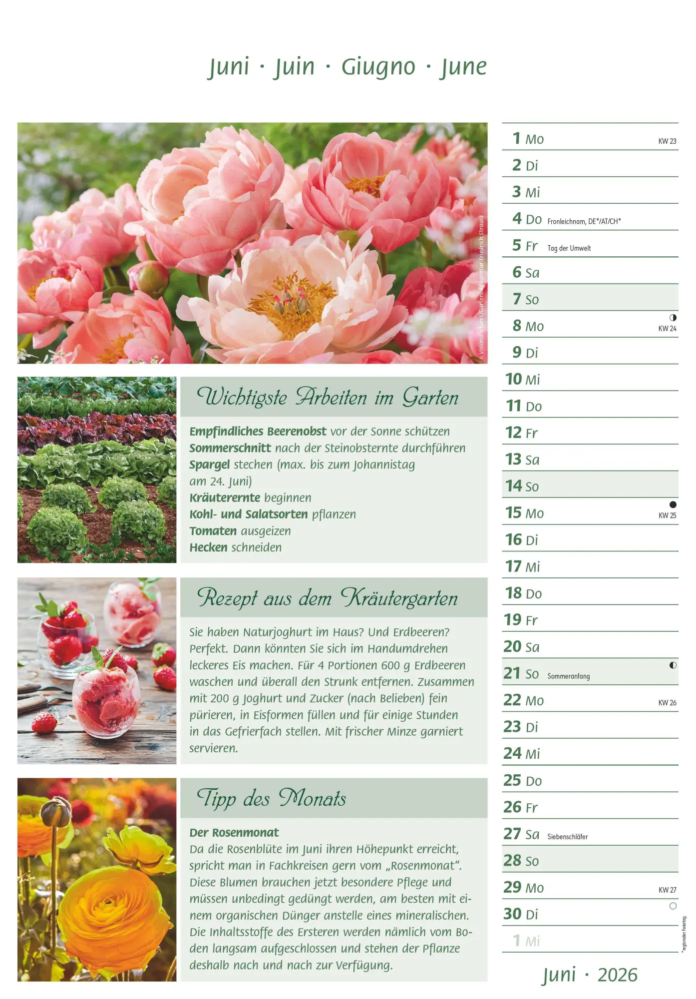 Bild: 4069095003217 | Das Gartenjahr 2026 - Bildkalender 23,7x34 cm - mit saisonalen...