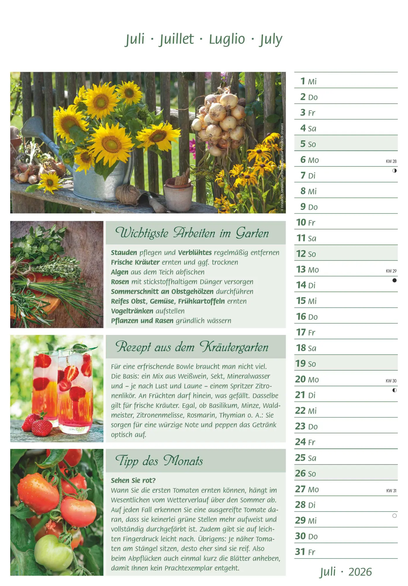 Bild: 4069095003217 | Das Gartenjahr 2026 - Bildkalender 23,7x34 cm - mit saisonalen...