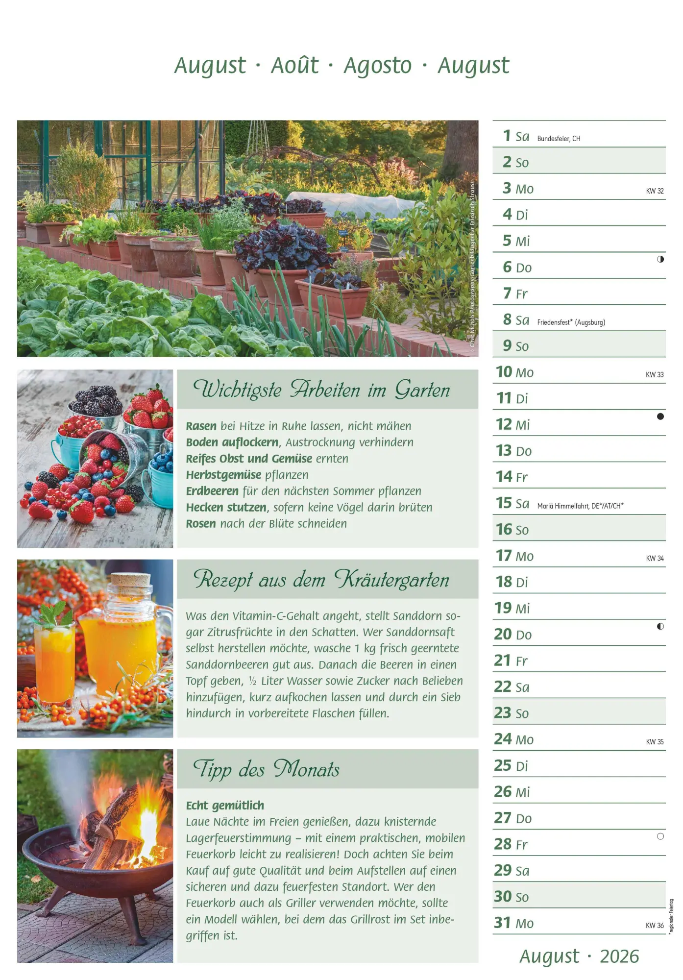 Bild: 4069095003217 | Das Gartenjahr 2026 - Bildkalender 23,7x34 cm - mit saisonalen...