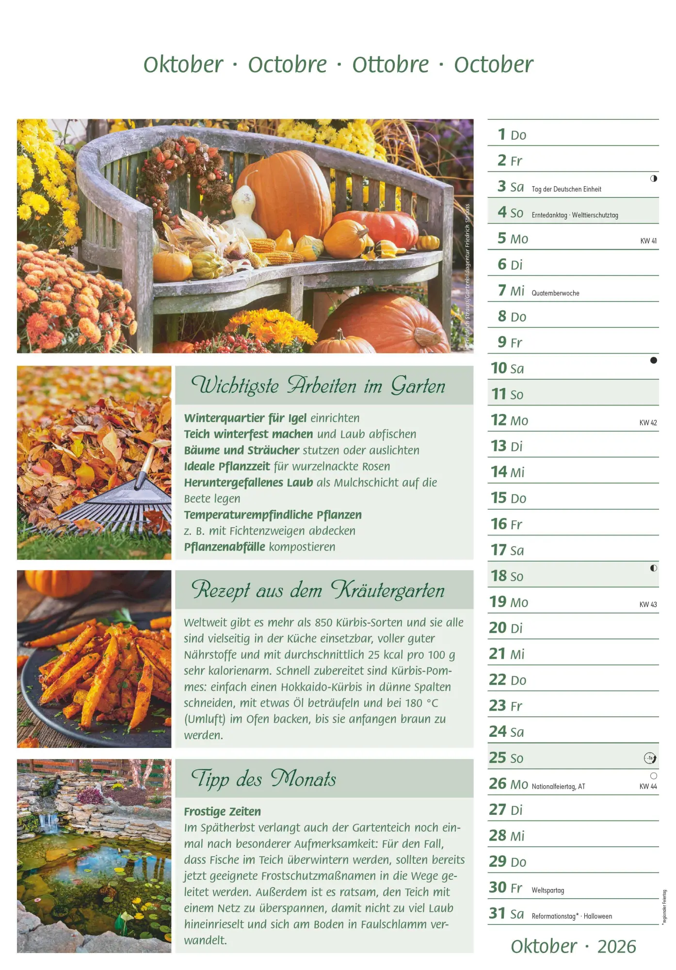 Bild: 4069095003217 | Das Gartenjahr 2026 - Bildkalender 23,7x34 cm - mit saisonalen...
