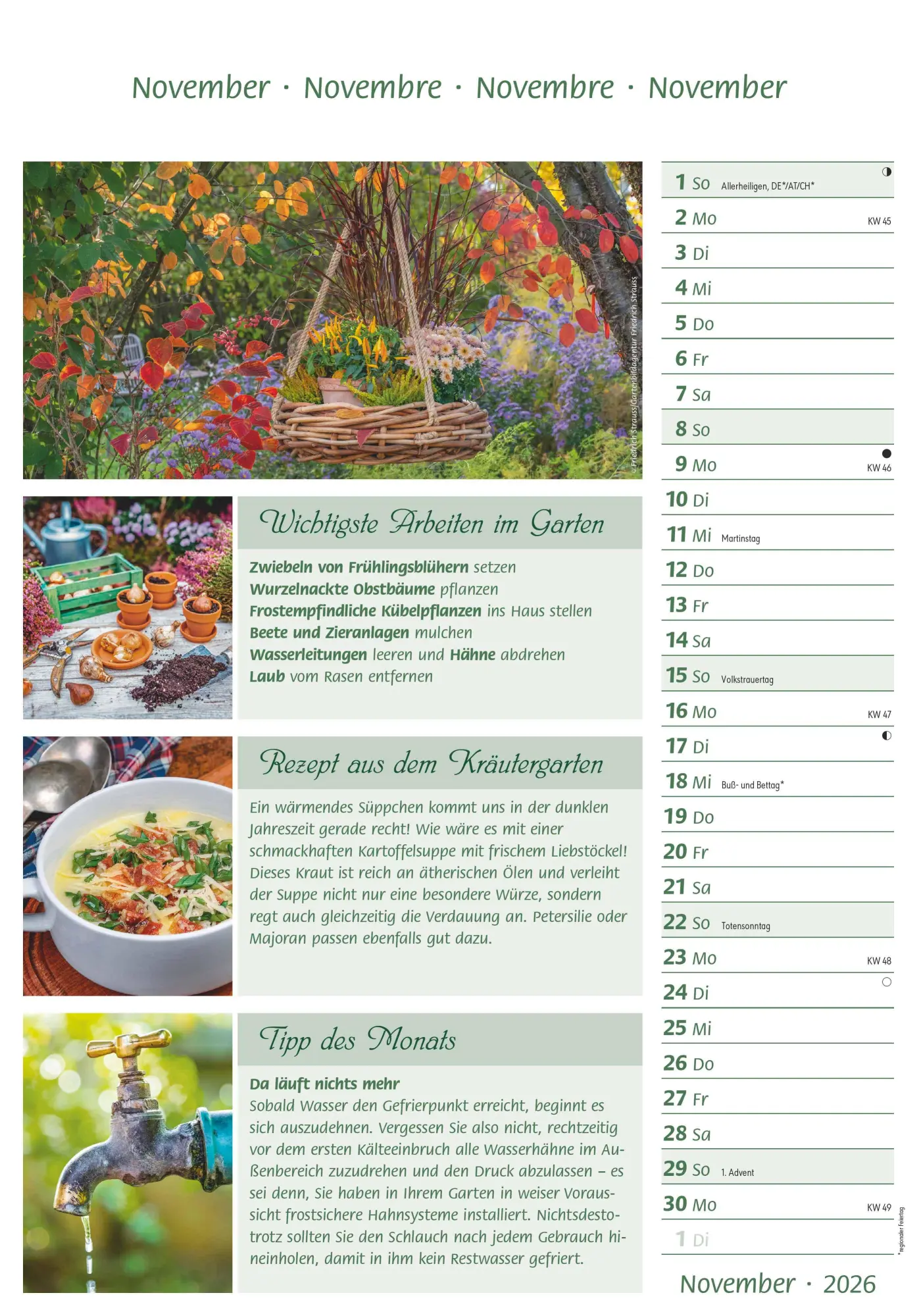 Bild: 4069095003217 | Das Gartenjahr 2026 - Bildkalender 23,7x34 cm - mit saisonalen...