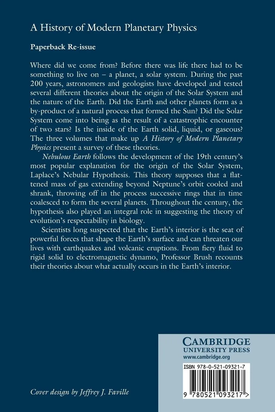 Rückseite: 9780521093217 | A History of Modern Planetary Physics | Stephen G. Brush (u. a.)