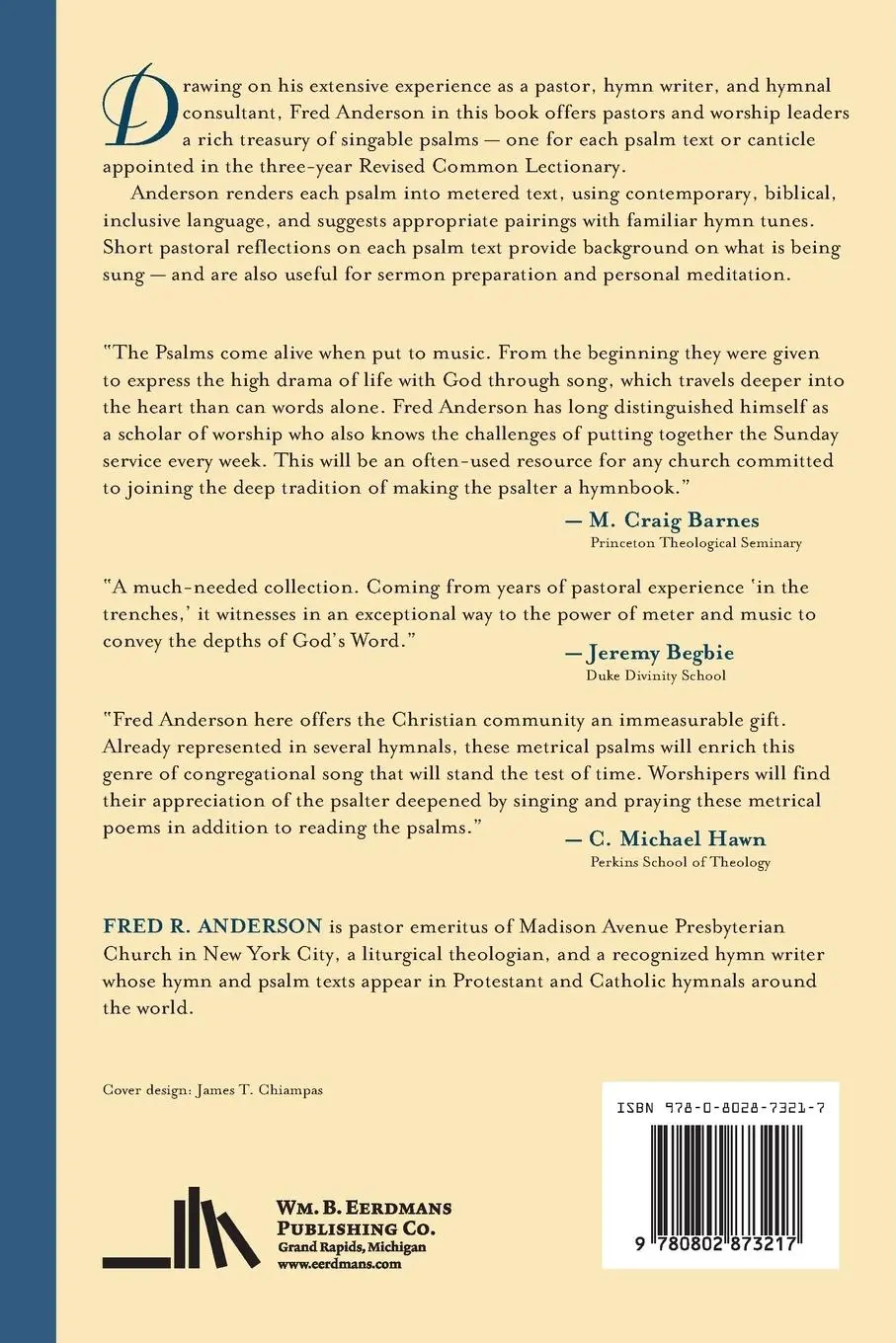 Rückseite: 9780802873217 | Singing God's Psalms | Fred R. Anderson | Taschenbuch | Englisch