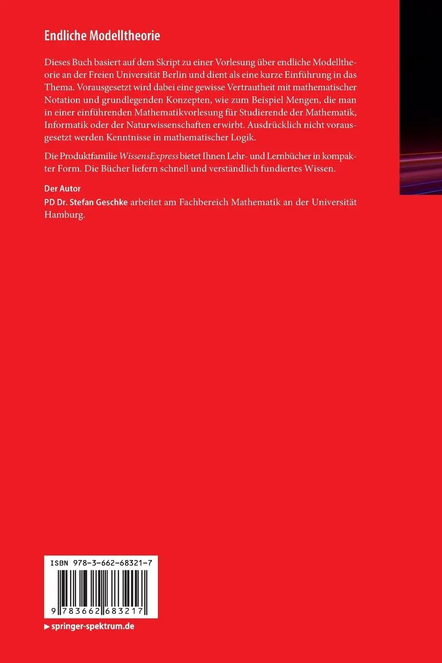Rückseite: 9783662683217 | Endliche Modelltheorie | Stefan Geschke | Taschenbuch | vii | Deutsch