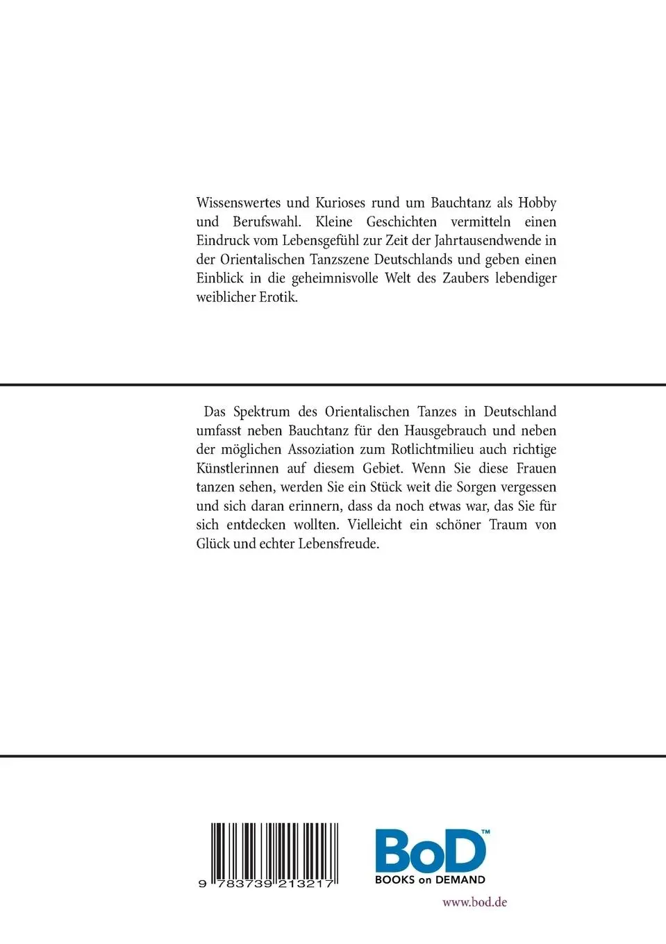 Rückseite: 9783739213217 | Bauchtanz-Kalender Geschichten | Christiane Hausmann | Taschenbuch