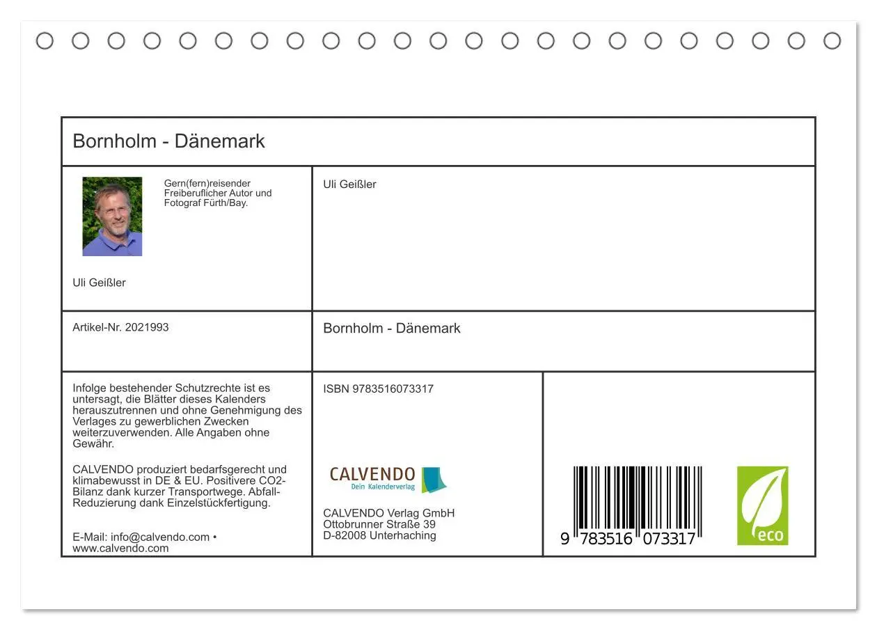 Bild: 9783516073317 | Bornholm - Dänemark (Tischkalender 2026 DIN A5 quer), CALVENDO...