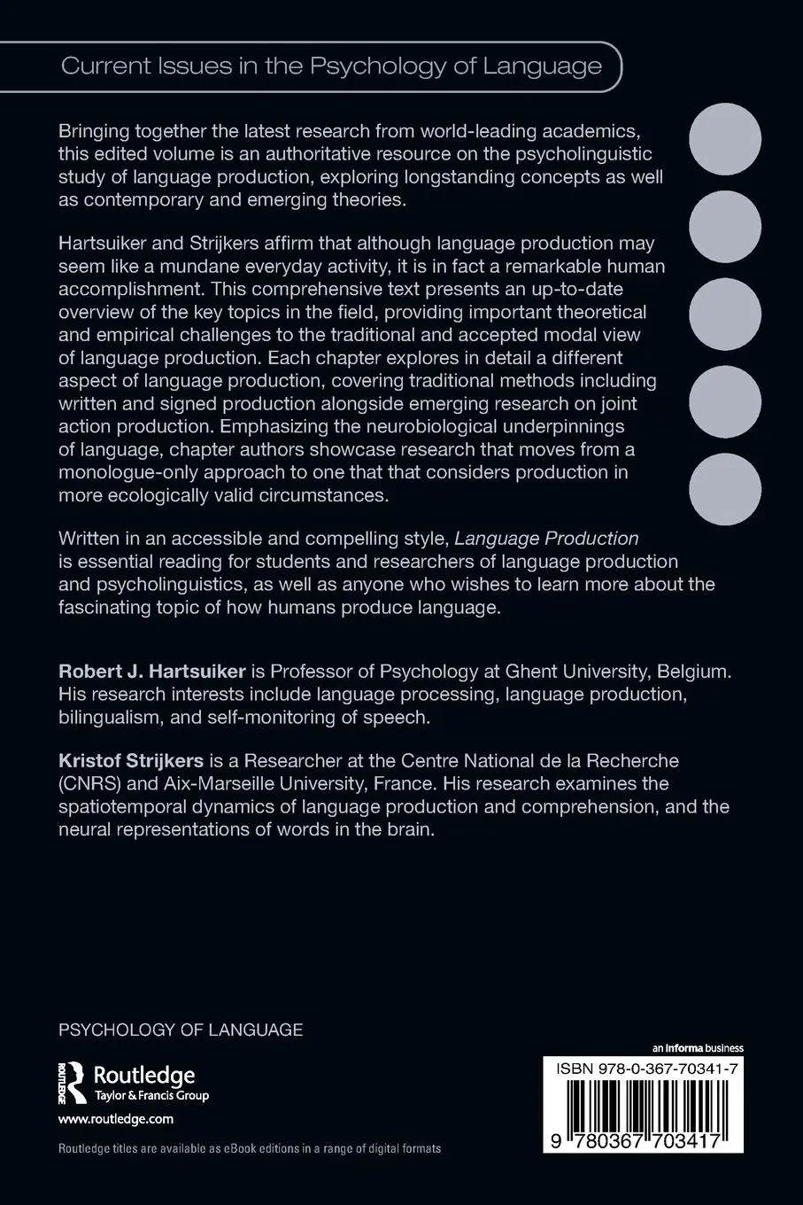 Rückseite: 9780367703417 | Language Production | Robert J. Hartsuiker (u. a.) | Taschenbuch