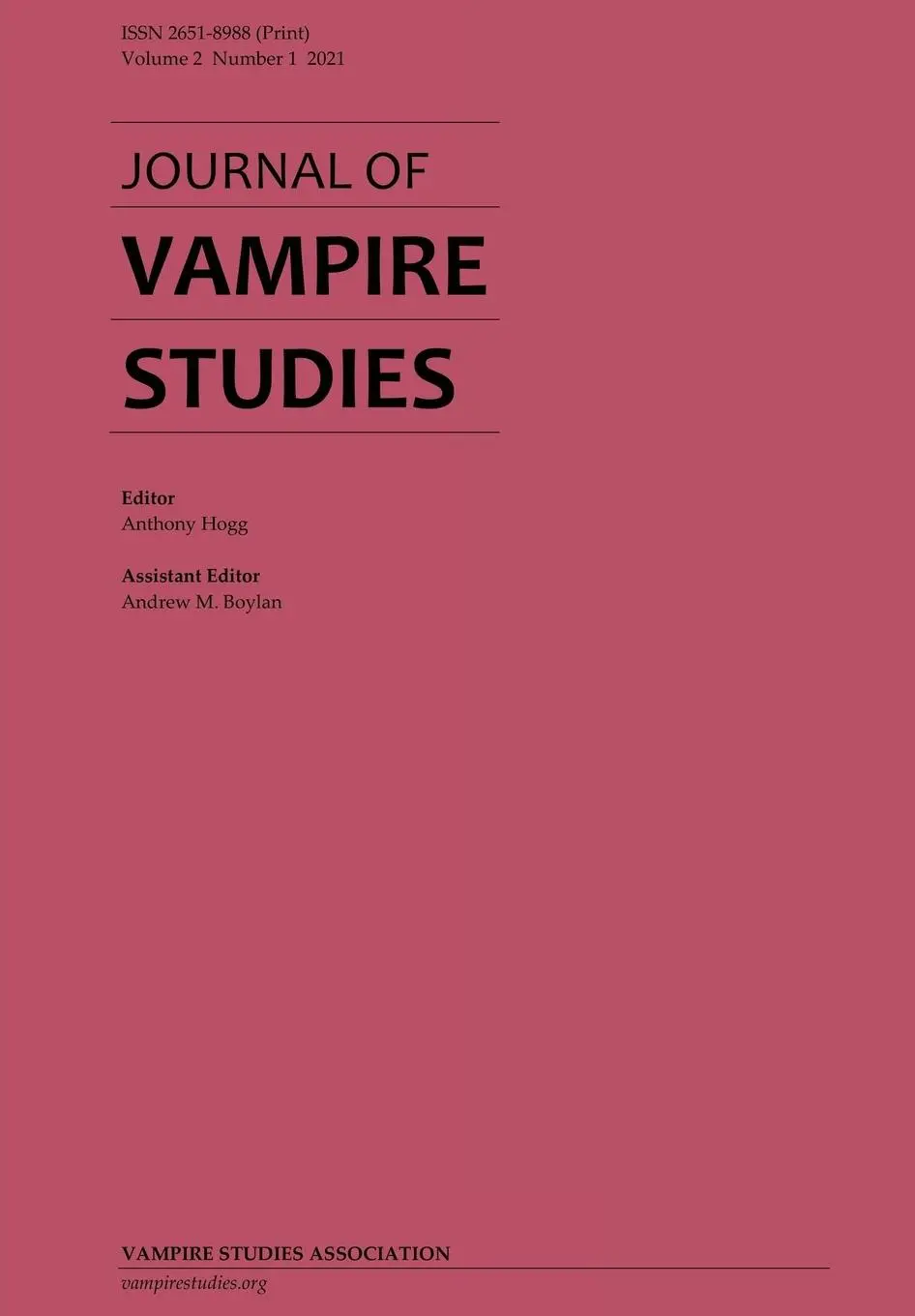 Cover: 9780645203417 | Journal of Vampire Studies | Vol. 2, No. 1 (2021) | Hogg (u. a.)