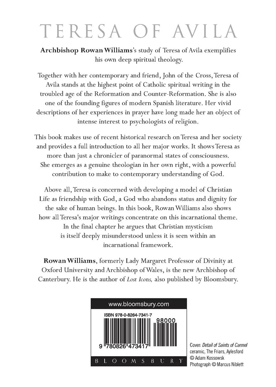 Rückseite: 9780826473417 | Teresa of Avila | Rowan Williams | Taschenbuch | Englisch | 2004