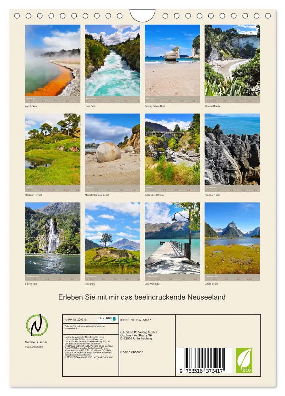 Bild: 9783516373417 | Erleben Sie mit mir das beeindruckende Neuseeland (Wandkalender...