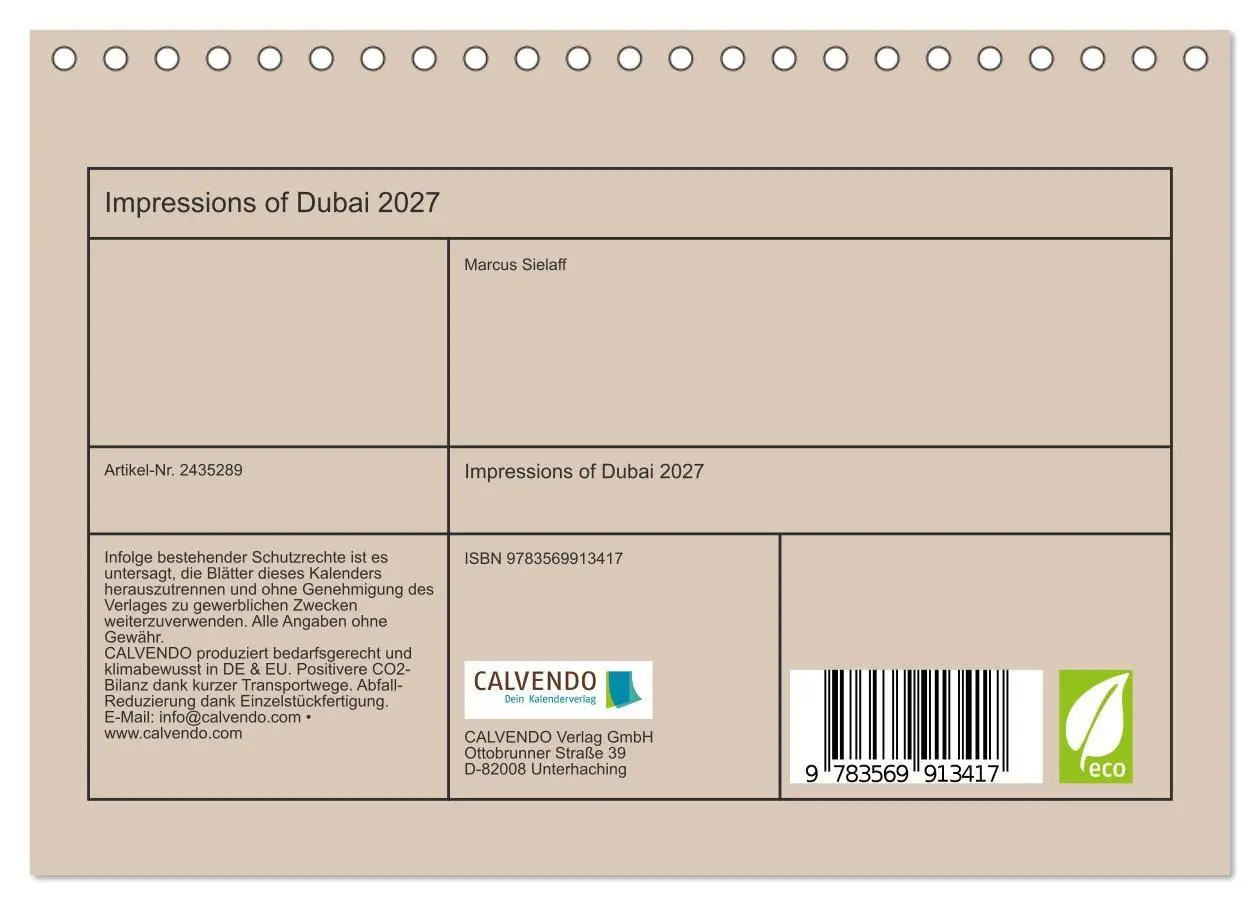 Bild: 9783569913417 | Impressions of Dubai 2027 (Tischkalender 2027 DIN A5 quer),...