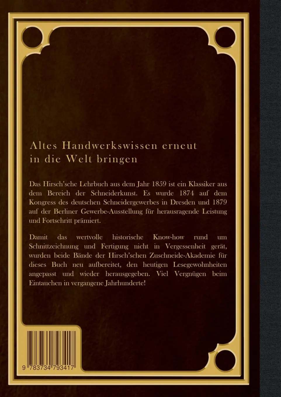 Rückseite: 9783734793417 | Hirsch'sches Lehrbuch | Die Zuschneidekunst | Fritz Hirsch | Buch