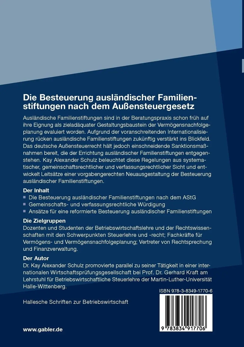 Rückseite: 9783834923417 | Die Besteuerung ausländischer Familienstiftungen nach dem...
