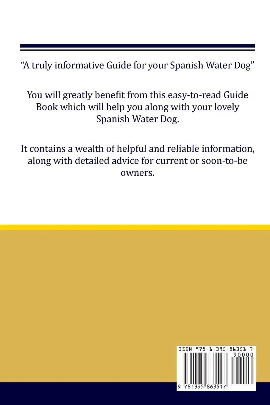 Rückseite: 9781395863517 | Spanish Water Dog Guide Spanish Water Dog Guide Includes | Evan Allan