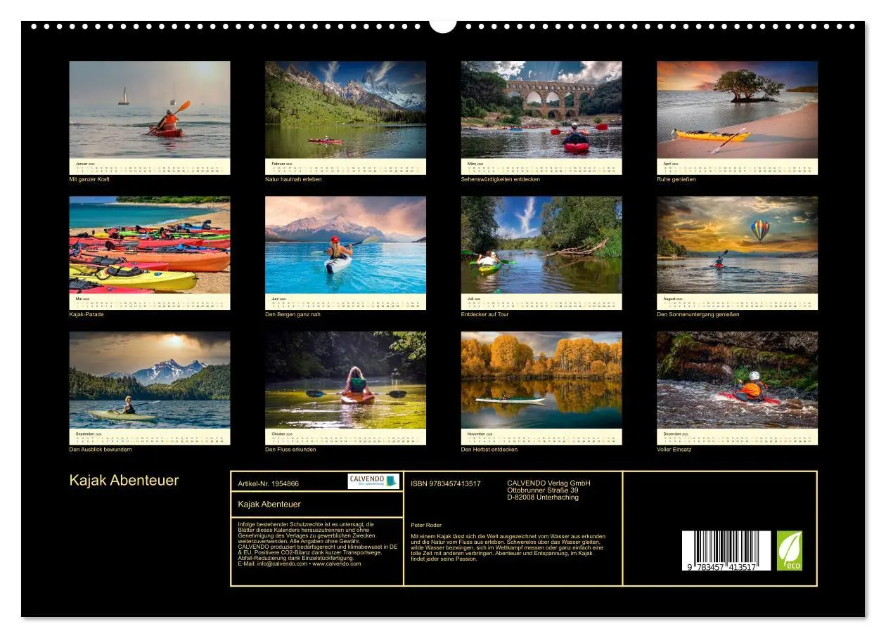 Bild: 9783457413517 | Kajak Abenteuer (hochwertiger Premium Wandkalender 2026 DIN A2...