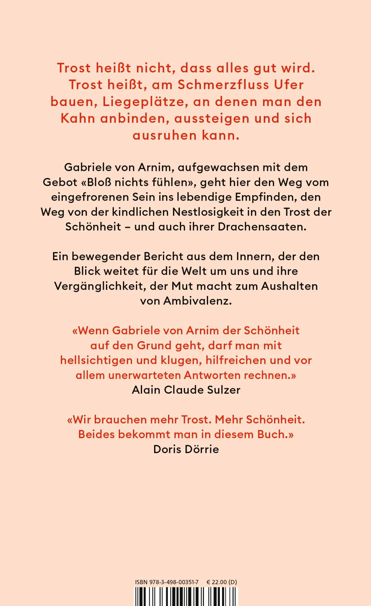 Rückseite: 9783498003517 | Der Trost der Schönheit | Eine Suche | Gabriele von Arnim | Buch