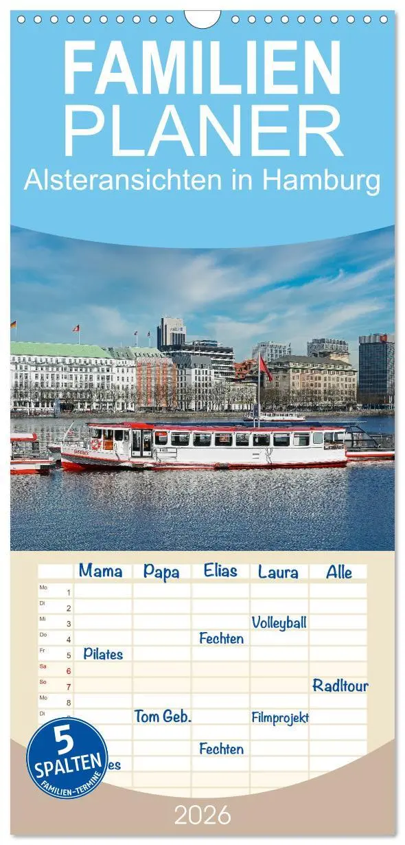 Cover: 9783516503517 | Familienplaner 2026 - Alsteransichten in Hamburg mit 5 Spalten...