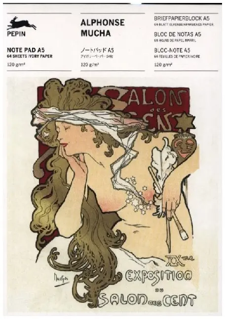 Cover: 9789460093517 | Alphonse Mucha | Writing Paper &amp; Note Pad A5 | Pepin van Roojen | 2024
