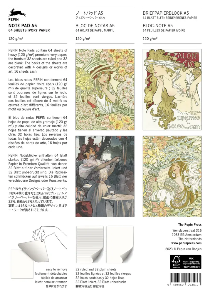 Bild: 9789460093517 | Alphonse Mucha | Writing Paper &amp; Note Pad A5 | Pepin van Roojen | 2024