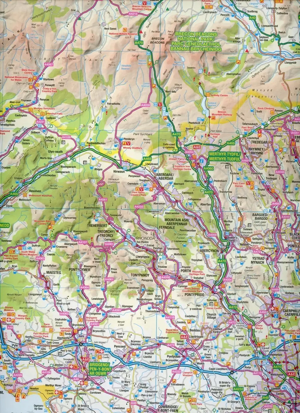 Bild: 9780319263617 | South &amp; Mid Wales | De A Chanolbarth Cymru | (Land-)Karte | OS Tour