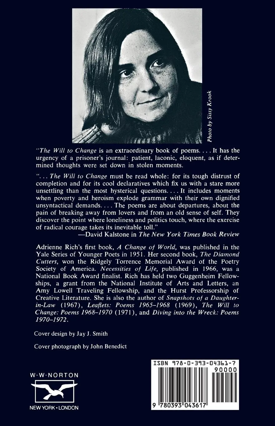 Rückseite: 9780393043617 | The Will to Change | Poems 1968-1970 | Adrienne Cecile Rich | Buch