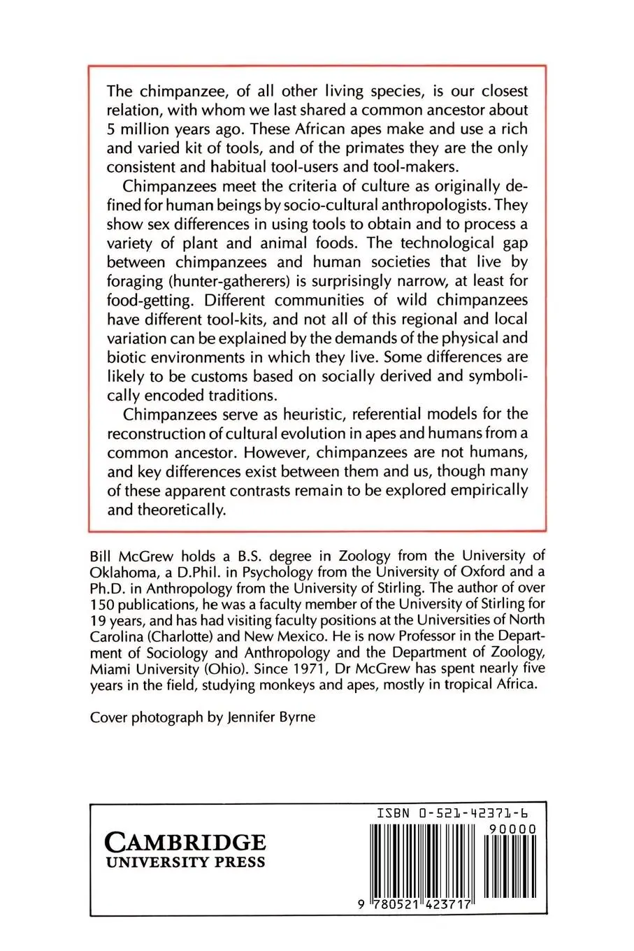 Rückseite: 9780521423717 | Chimpanzee Material Culture | Implications for Human Evolution | Buch