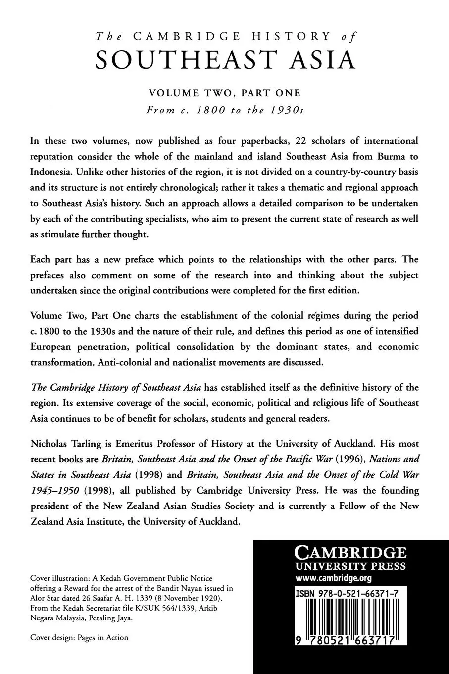 Rückseite: 9780521663717 | The Cambridge History of Southeast Asia | Nicholas Tarling | Buch