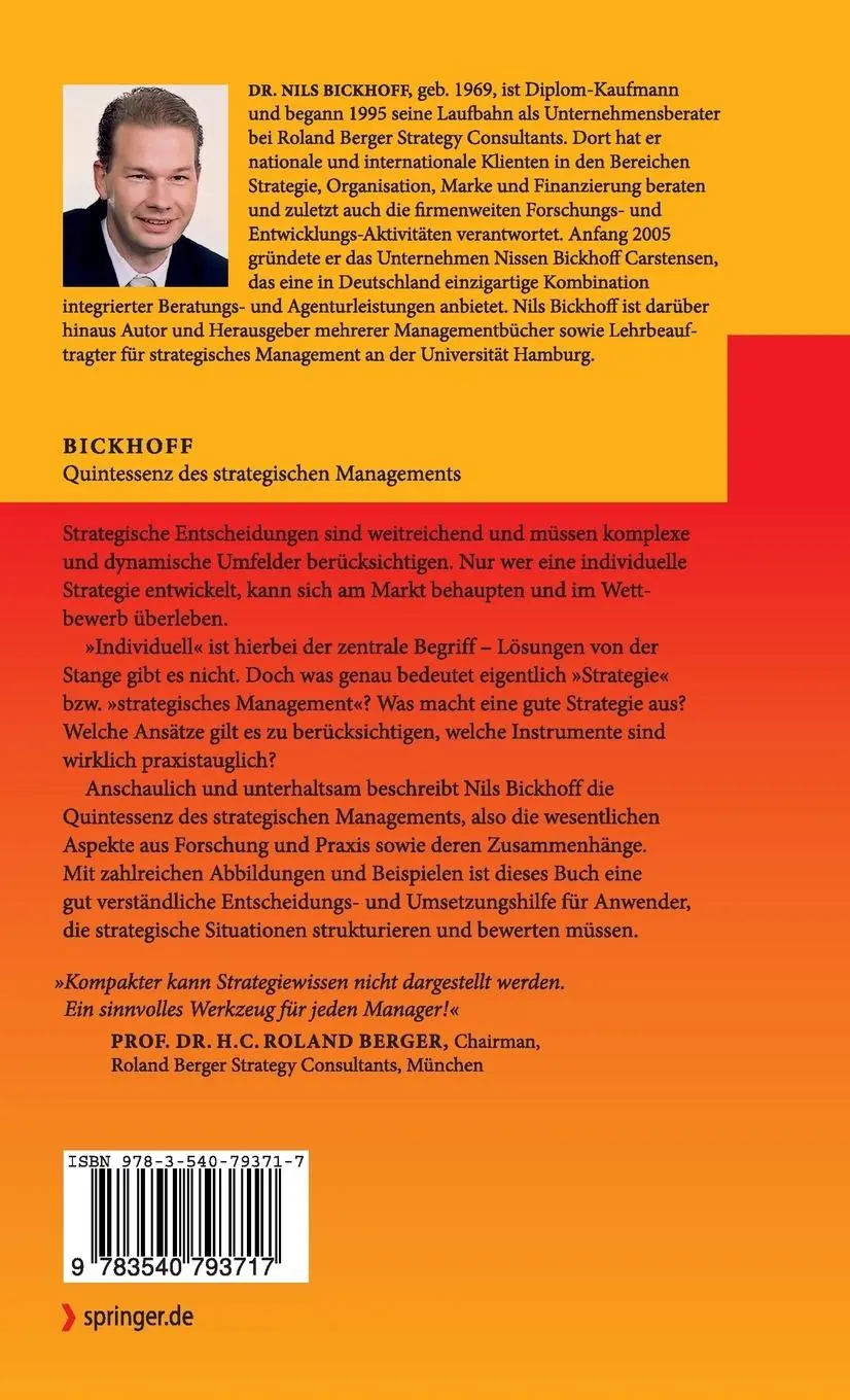 Rückseite: 9783540793717 | Quintessenz des strategischen Managements | Nils Bickhoff | Buch | vii