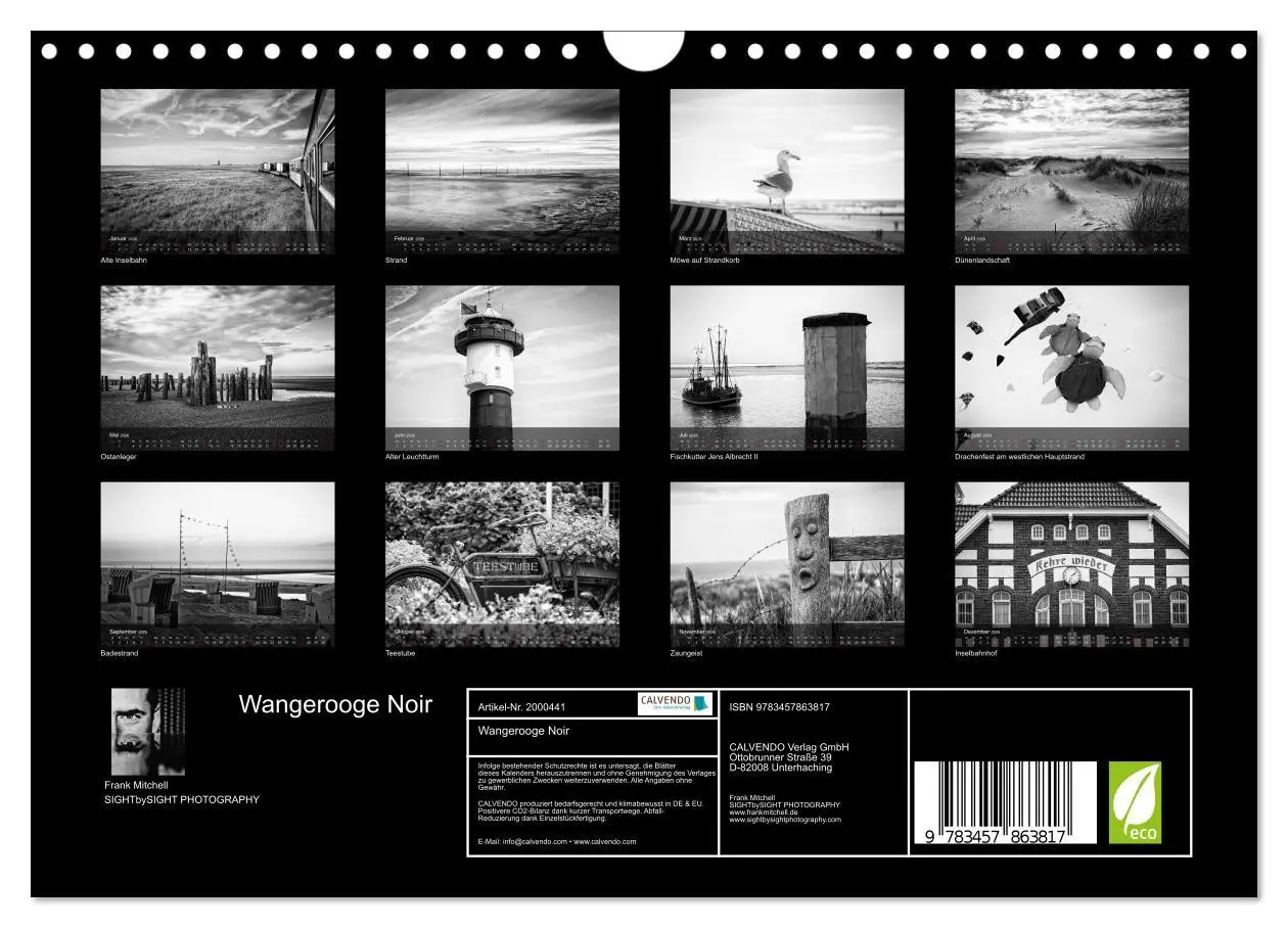 Bild: 9783457863817 | Wangerooge Noir (Wandkalender 2026 DIN A4 quer), CALVENDO...