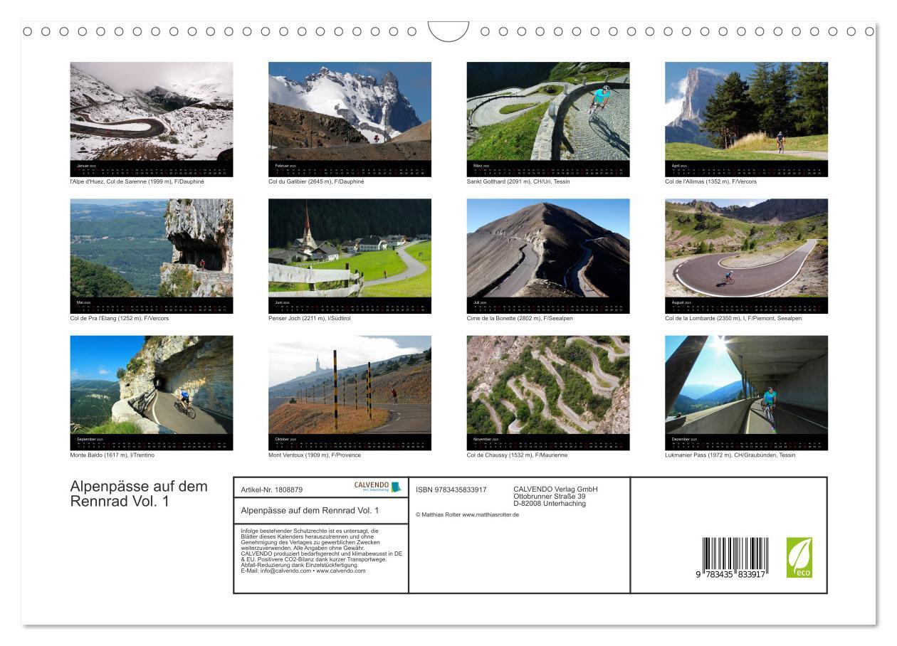 Bild: 9783435833917 | Alpenpässe auf dem Rennrad Vol. 1 (Wandkalender 2025 DIN A3 quer),...