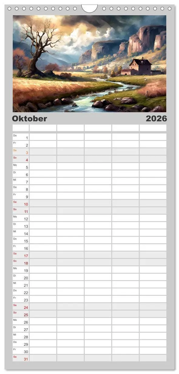 Bild: 9783516493917 | Familienplaner 2026 - Landschaften im Jahreskreis mit 5 Spalten...