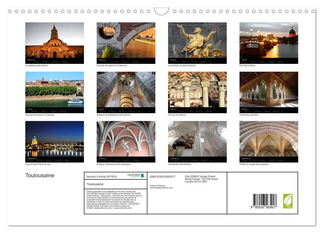 Bild: 9783516563917 | Toulousaine (Calendrier mural 2026 DIN A3 vertical), CALVENDO...