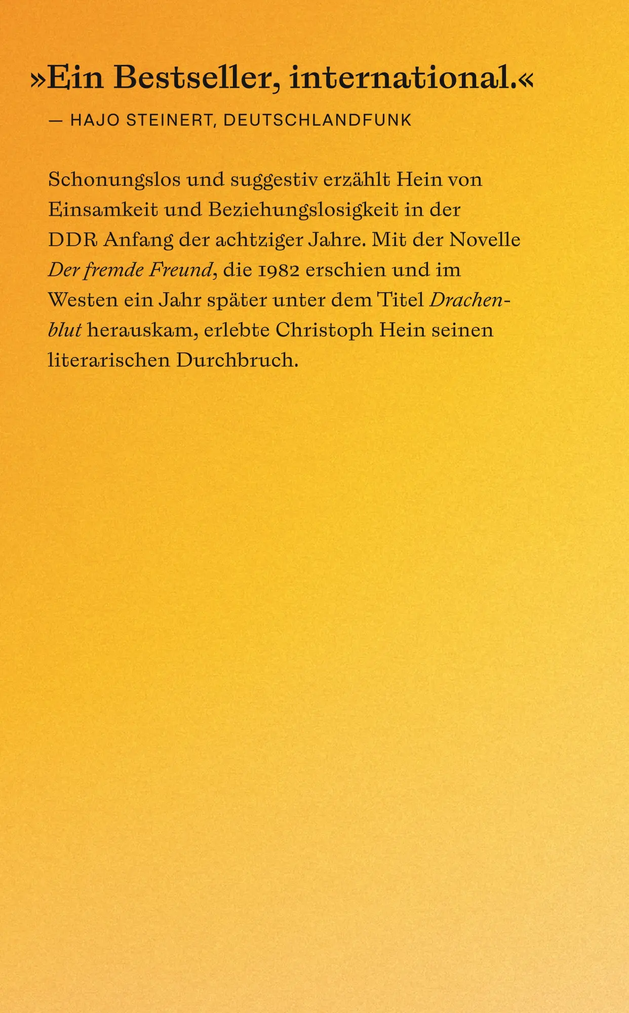 Rückseite: 9783518473917 | Der fremde Freund. Drachenblut | Christoph Hein | Taschenbuch | 174 S.