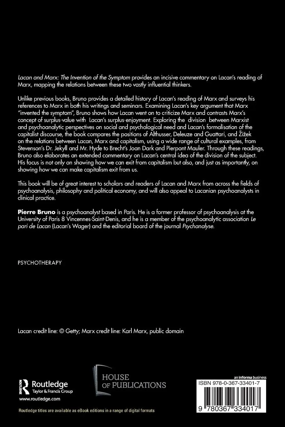 Rückseite: 9780367334017 | Lacan and Marx | The Invention of the Symptom | Pierre Bruno | Buch