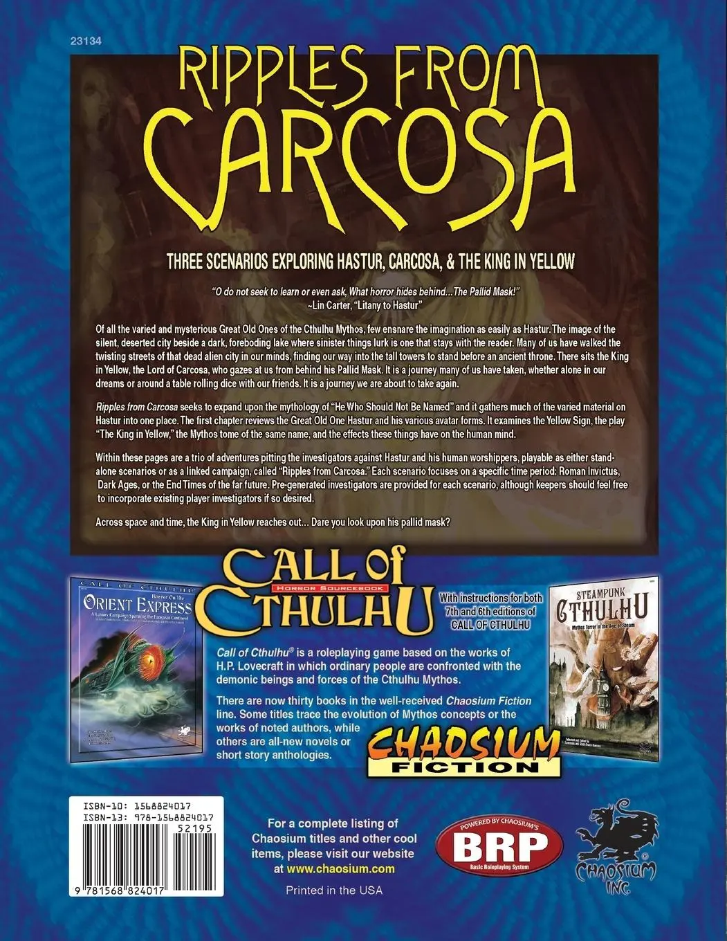 Rückseite: 9781568824017 | Ripples from Carcosa | Oscar Rios | Taschenbuch | Englisch | 2014