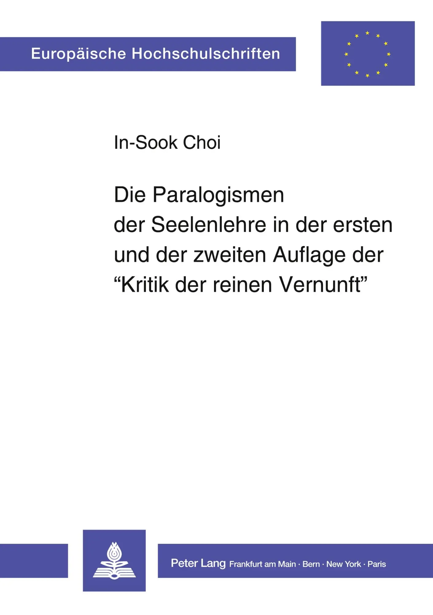 Cover: 9783631434017 | Die Paralogismen der Seelenlehre in der ersten und der zweiten...
