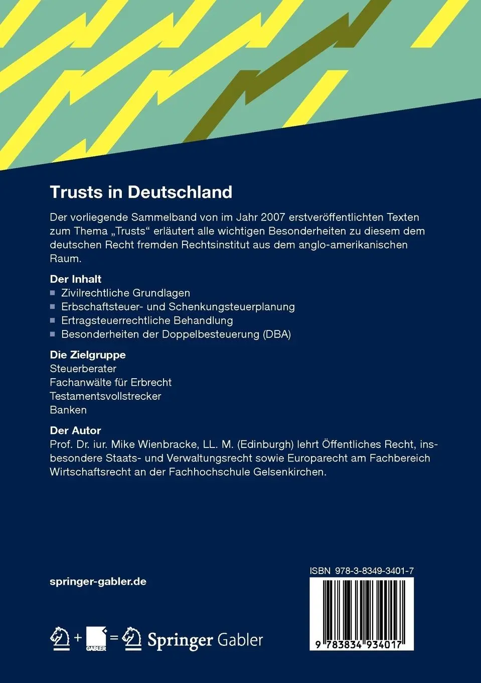 Rückseite: 9783834934017 | Trusts in Deutschland | Zivilrecht - Steuerrecht | Mike Wienbracke