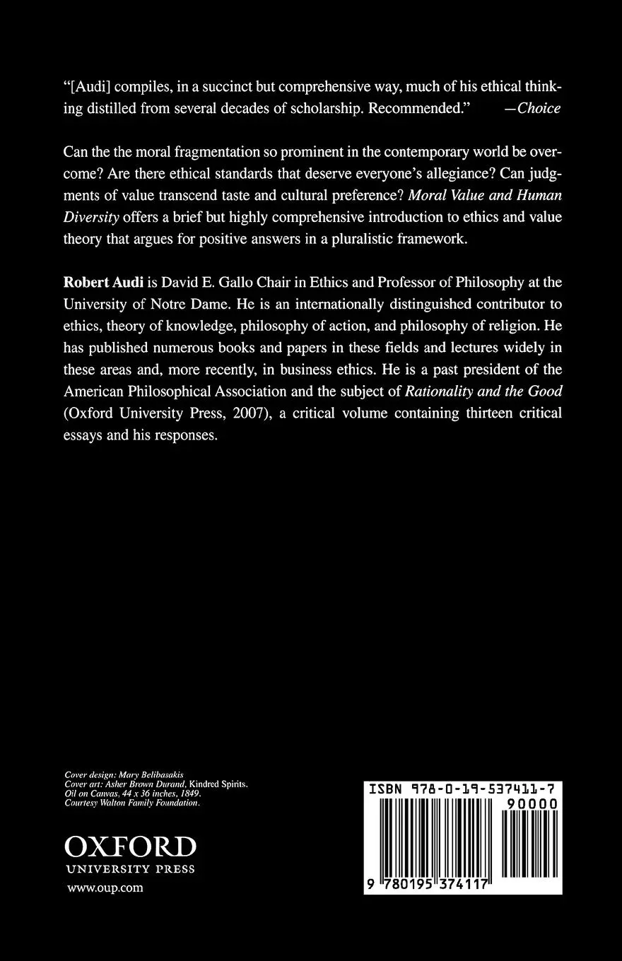 Rückseite: 9780195374117 | Moral Value and Human Diversity | Robert Audi | Taschenbuch | Englisch