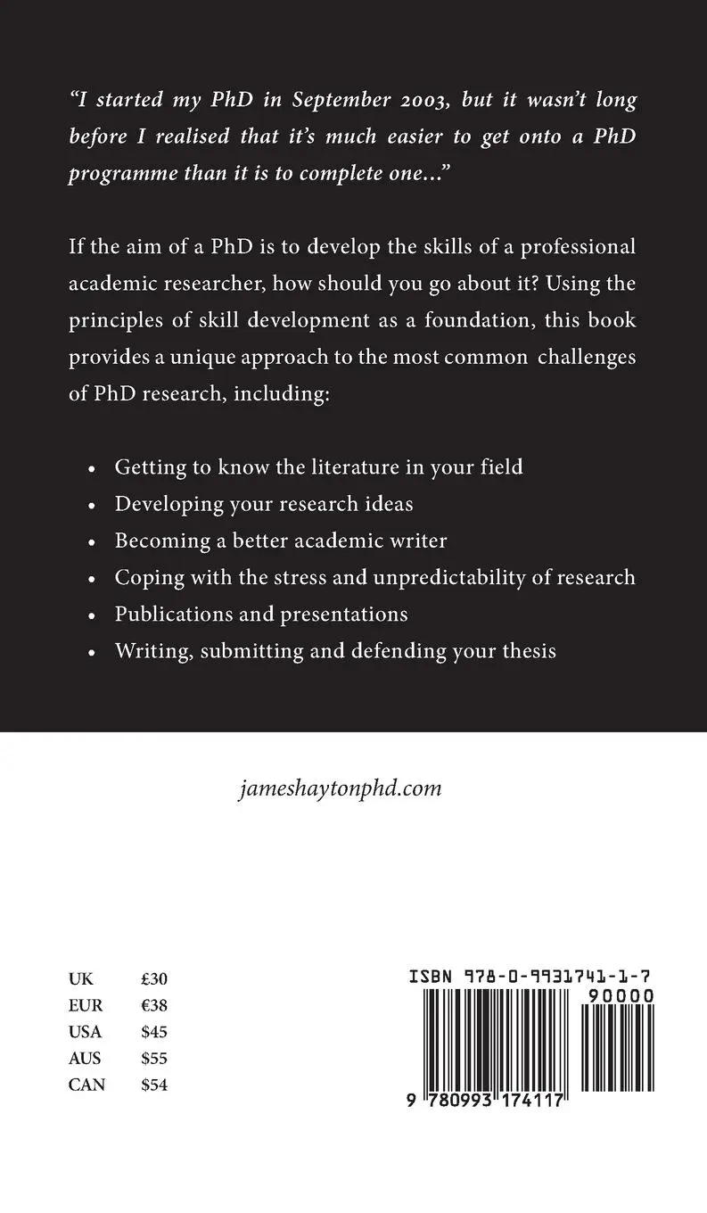 Rückseite: 9780993174117 | PhD | An uncommon guide to research, writing &amp; PhD life | James Hayton