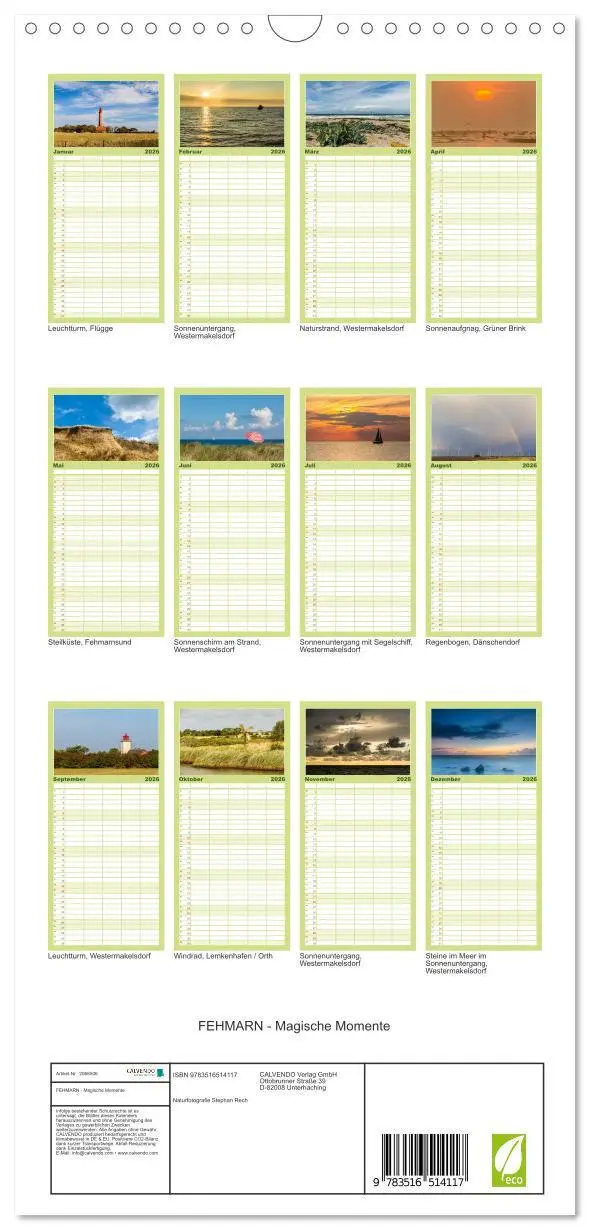 Bild: 9783516514117 | Familienplaner 2026 - FEHMARN - Magische Momente mit 5 Spalten...