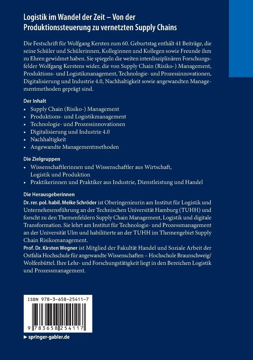 Rückseite: 9783658254117 | Logistik im Wandel der Zeit - Von der Produktionssteuerung zu...
