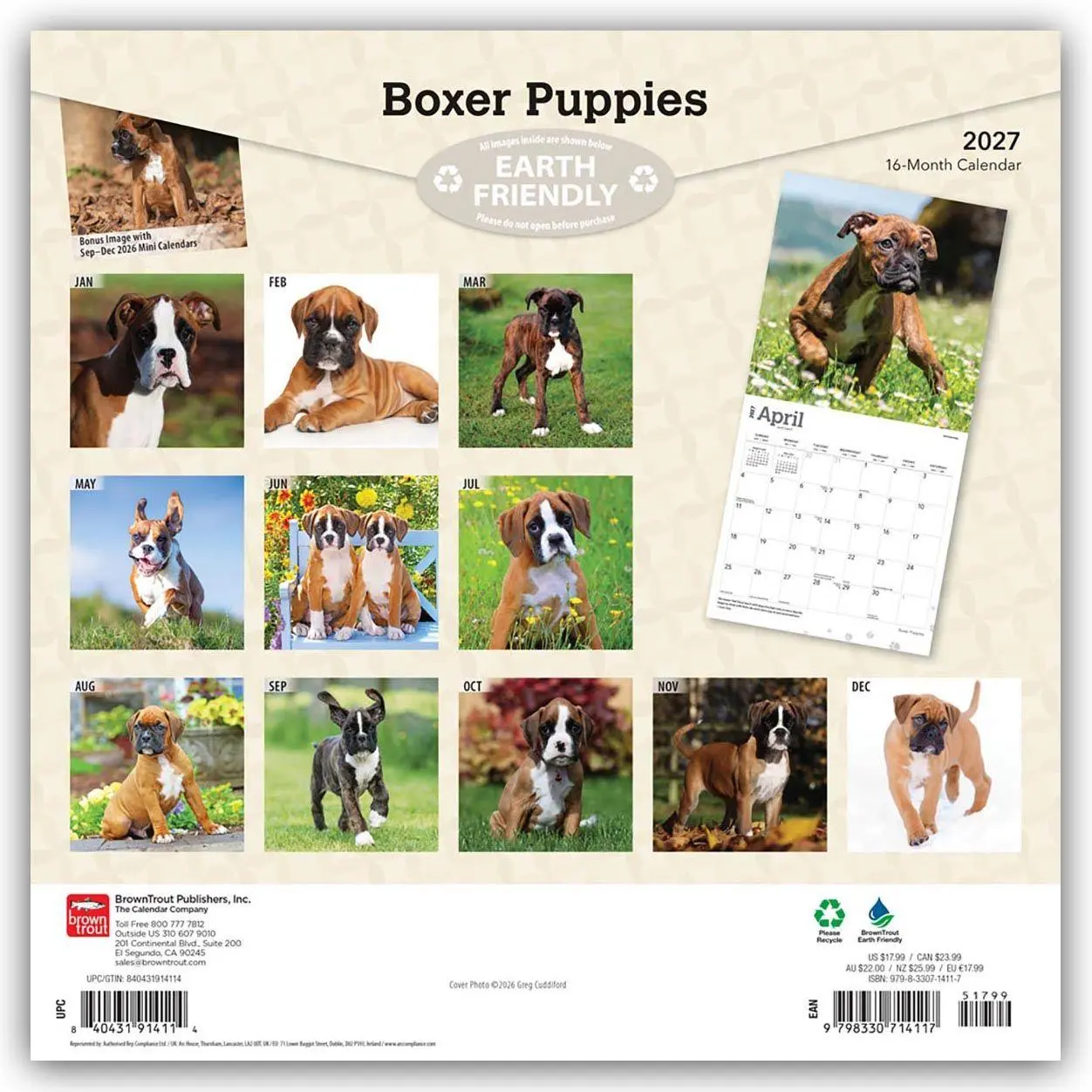 Rückseite: 9798330714117 | Boxer Puppies - Boxer Welpen 2027 - 16-Monatskalender | Publishers