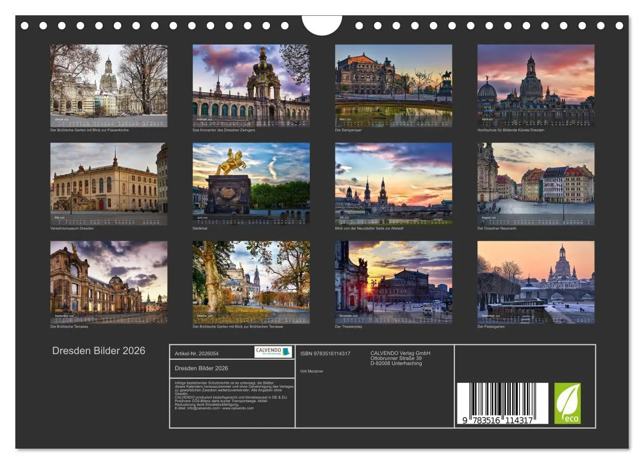 Bild: 9783516114317 | Dresden Bilder 2026 (Wandkalender 2026 DIN A4 quer), CALVENDO...