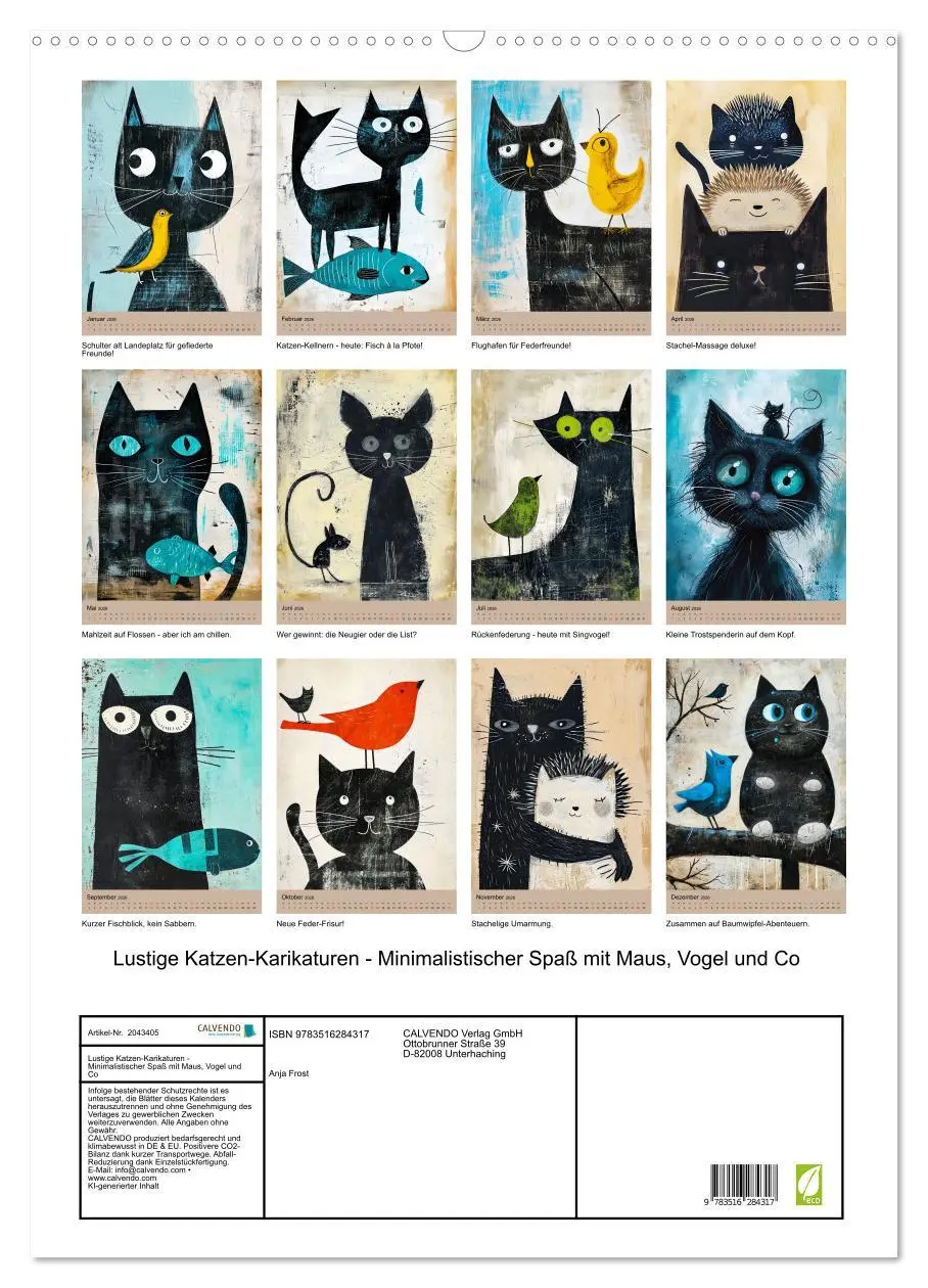 Bild: 9783516284317 | Lustige Katzen-Karikaturen - Minimalistischer Spaß mit Maus, Vogel...