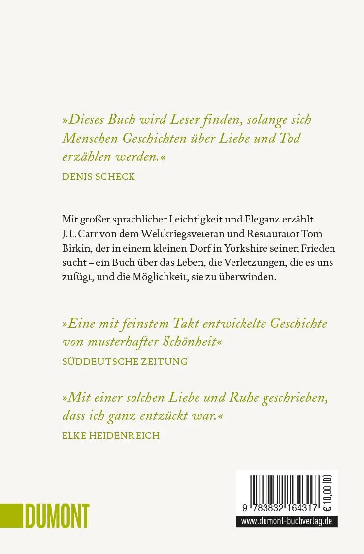 Rückseite: 9783832164317 | Ein Monat auf dem Land | J. L. Carr | Taschenbuch | 158 S. | Deutsch