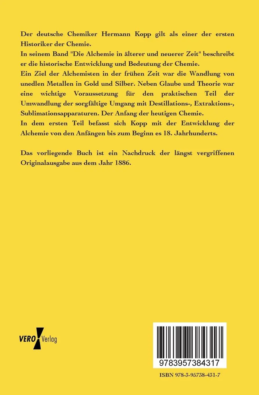 Rückseite: 9783957384317 | Die Alchemie in älterer und neuerer Zeit | Hermann Kopp | Taschenbuch